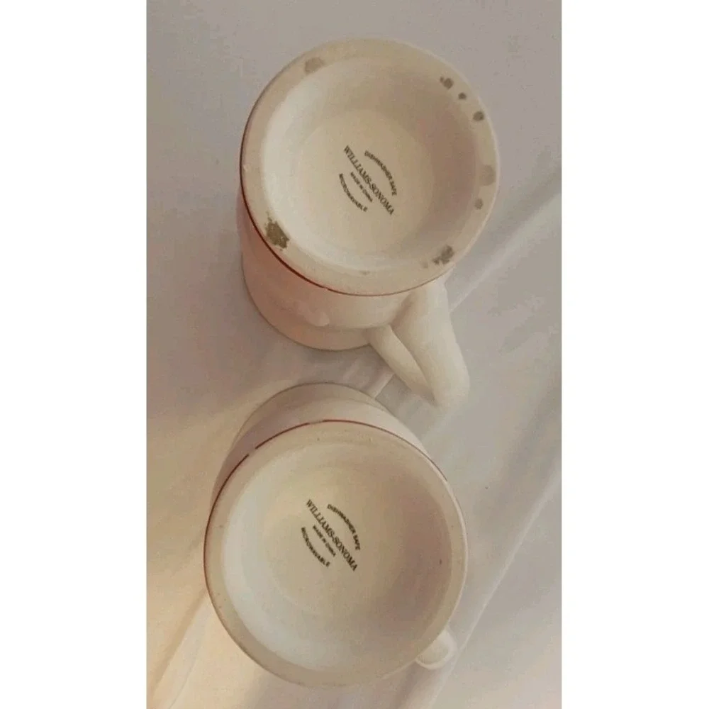 Williams Sonoma Discontinued Snowmen Chef Mug Set‎ of 2 Red Apron Coffee Cups